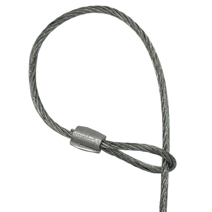 2mm Galvanised wire rope with loop 1 meter length