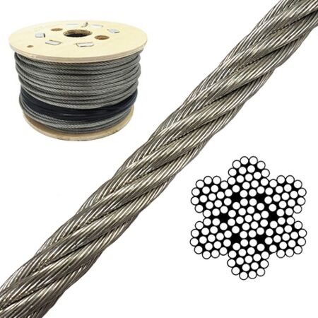 10mm 7x19 Stainless Steel Wire Rope 100 Meter Reel - GS Products
