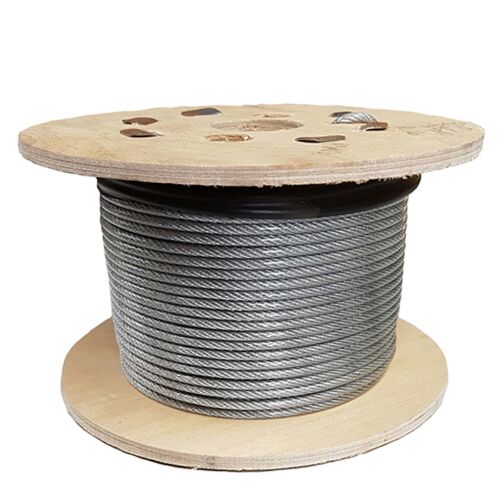 100m Reel 6mm 7x7 Clear PVC Galvanised Steel Wire Rope