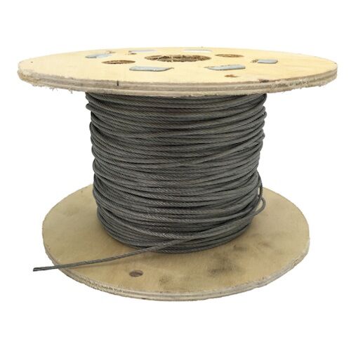 5/64" 7x7 Stainless Steel Aircraft Cable - 250 Foot Reel, T304 Stainless, Wire Rope For Multiple Uses