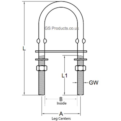 Bulloni A U Acciaio Inox 5/8 – 10-3/4 Larghezza X 14 Profondità – Filettatura 4