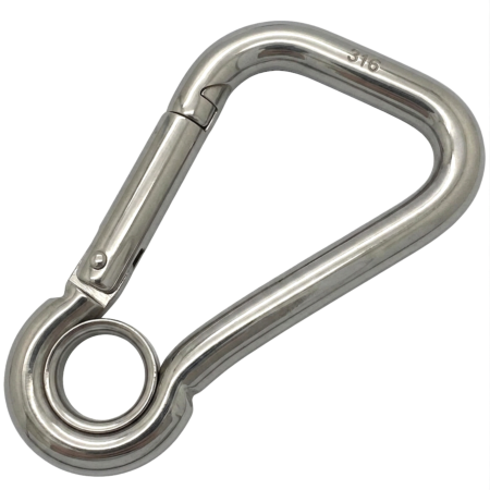 Stainless steel eye let asymmetric carbine hook snap hook with eyelet 6mm 8mm 10mm 11mm