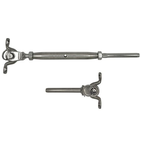 Stainless steel wire rope balustrade set wooden posts swage jaws