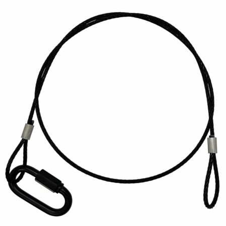 Blackened galvanised steel safety wire with quick link