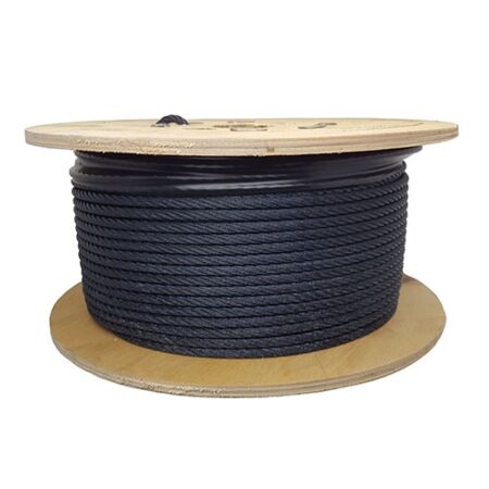 Blackened wire rope drum