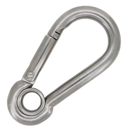 Stainless Steel Carbine Hook with Eyelet AISI 316 4mm x 40mm