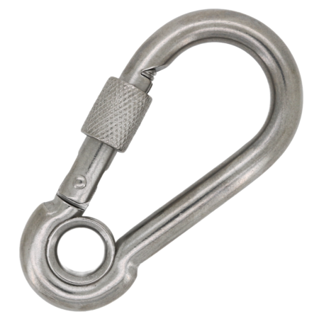 Stainless steel carbine hook screwgate locking and eye let 5mm 6mm 8mm 10mm 12mm