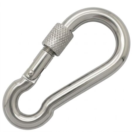 Stainless steel locking carbine hook with screw gate