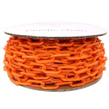 Orange plastic barrier chain 6mm 8mm 25 meter value reel