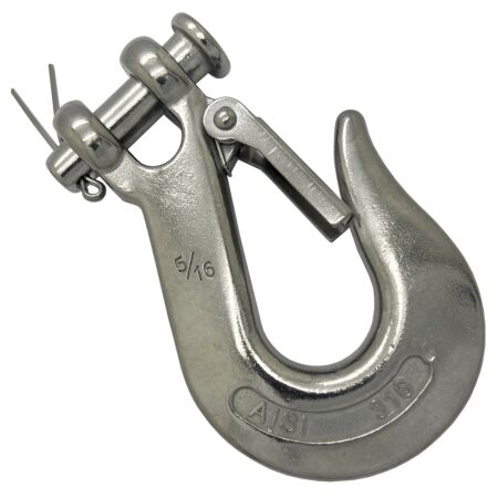 8MM (5/16") STAINLESS STEEL CLEVIS SLIP CHAIN HOOK WITH SAFETY CATCH