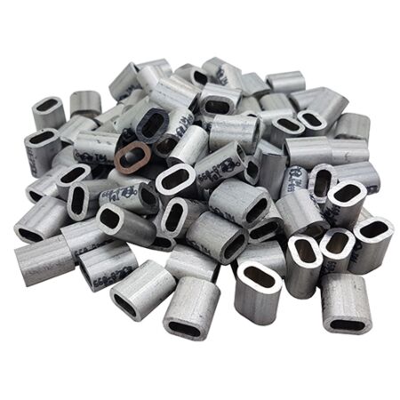 3mm Aluminium Steel Wire Rope 100 Ferrule Trade Pack