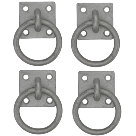4 pack galvanised steel rings on plate