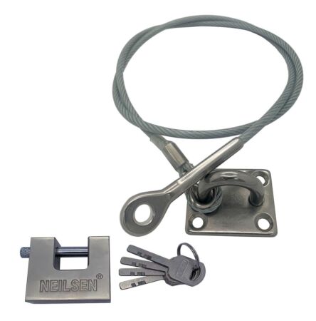 1m Gun Security Cable with Fixing Plate and Padlock