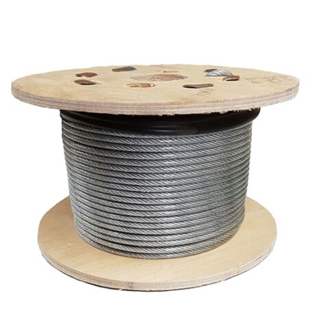 100m Reel 3mm 7x7 Clear PVC Galvanised Steel Wire Rope