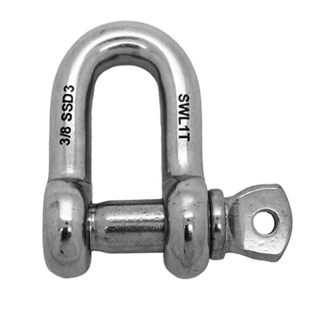 3/8" 1.00 Tonnes SWL Stainless Steel D Shackle