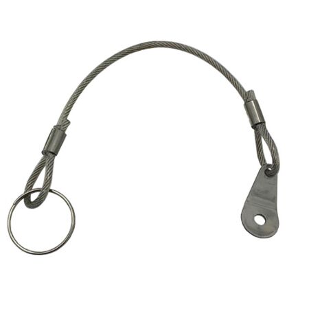Stainless Steel Lanyard with Retaining Tab and Split Ring Ends