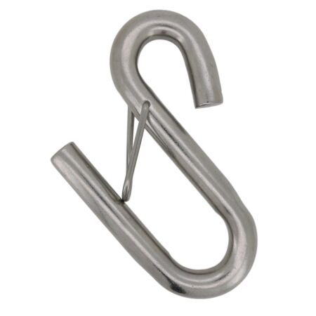 Stainless long arm s hook with safety catch 10mm 11mm
