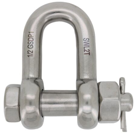 Stainless Steel Safe Working Load Rated Dee Shackles - Safety Pin