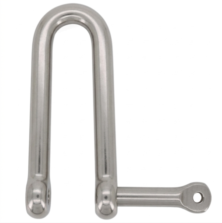Stainless steel long d shackle with captive fixed pin