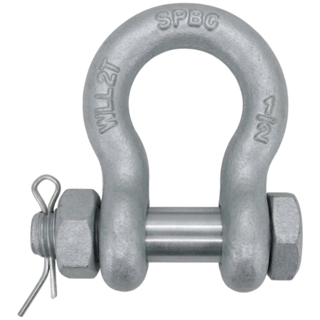 Galvanised Steel Lifting Bow Shackle US Federal RR-C-271 - Safety Pin