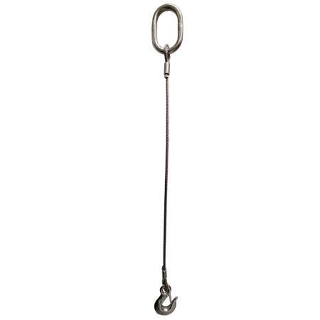 1 Leg 750kgs WLL 8mm Stainless Steel Wire Rope Lifting Slings-3 Meter