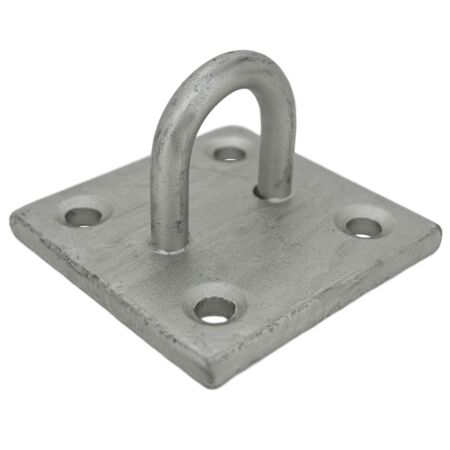 Galvanised staple on plate
