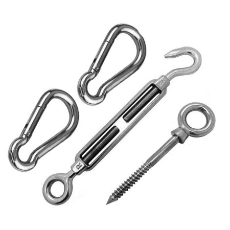 Stainless Steel Sun Sail Shade Kit with Wood Screw Eye Bolt