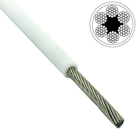 10mm-12mm 6x19 White PVC Galvanised Steel Wire Rope - Per Meter