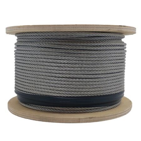 304 Stainless Steel Wire Rope – 3/16” 7x19, 200 Ft Spool, Made In Korea