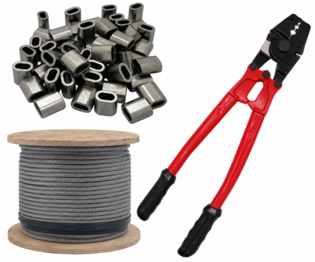 Stainless steel wire rope kit 2mm 3mm 100 meters ferrule KIT