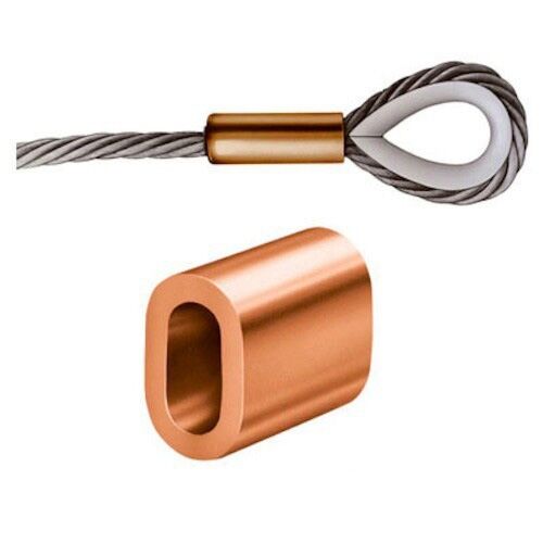 100 x 1mm Copper Steel Wire Rope Ferrules Crimps suits Stainless Steel Wire Rope 