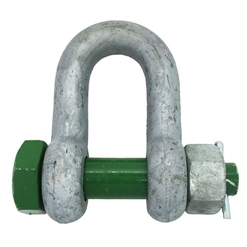 4.75 tonnes Galvanised Steel Green Screw Pin Safety Bow Shackle 